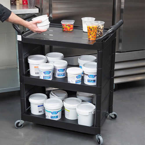 Carucior pentru servire Utility inchis pe 2 laterale 68 kg, negru - Rubbermmaid