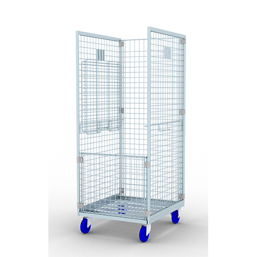 Carucior transport lenjerie pentru spalatorie textila din spitale cu 3 laturi+raft, 50 x 50 mm T25, Picchi