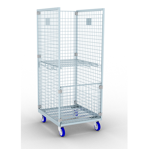 Carucior transport lenjerie pentru spalatorie textila din spitale cu 3 laturi+raft, 50 x 50 mm T25, Picchi