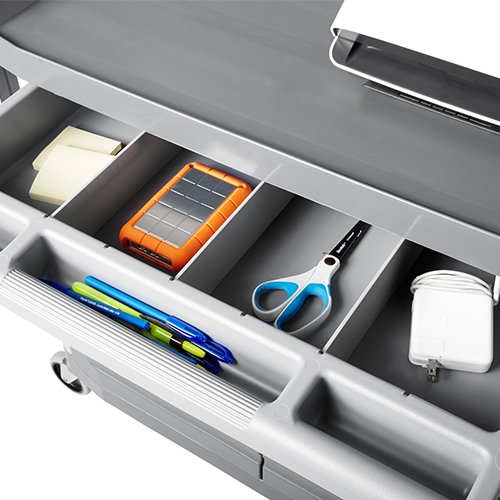 Carucior X-Tra pentru servire cu sertar si dulap 135 kg, gri, Rubbermaid