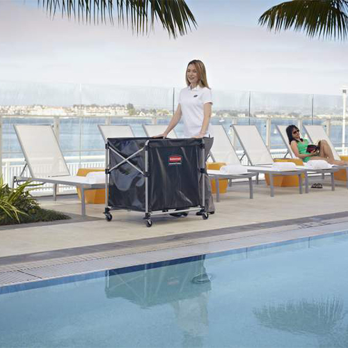 Carucior X-Cart pliabil pentru rufe 300 L, gri, Rubbermaid