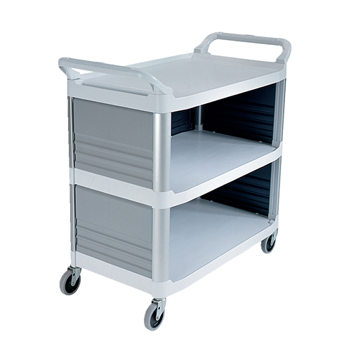 Carucior X-Tra pentru servire inchis 3 laterale 135 kg, alb, Rubbermaid