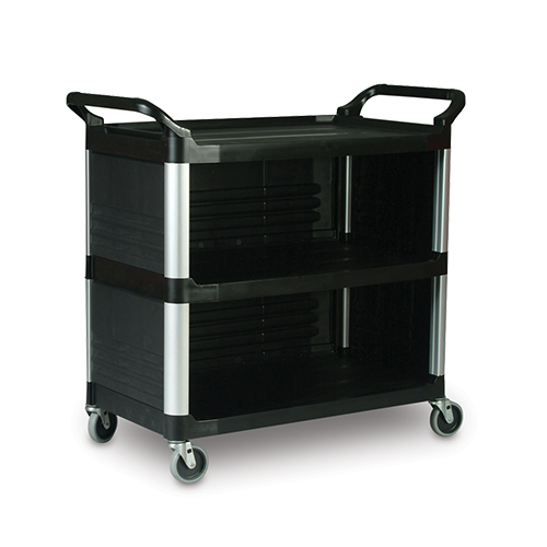 Carucior X-Tra pentru servire inchis 3 laterale 135 kg, negru, Rubbermaid