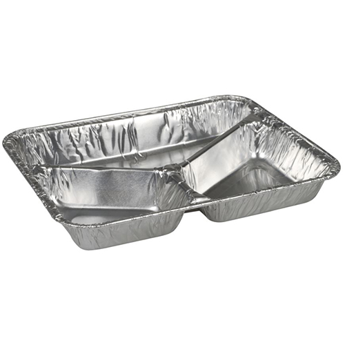 Caserola rectangulara din aluminiu, 3 compartimente, 22.7 x 17.8 x 3 cm, 385 ml, Abena