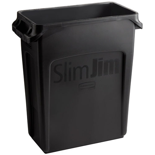 Container Slim Jim cu canale de ventilare 60 L, crem, Rubbermaid, bej negru 