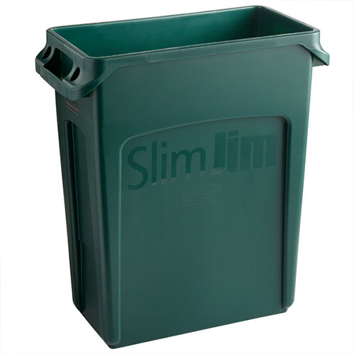 Container Slim Jim cu canale de ventilare 60 L, crem, Rubbermaid, bej verde 