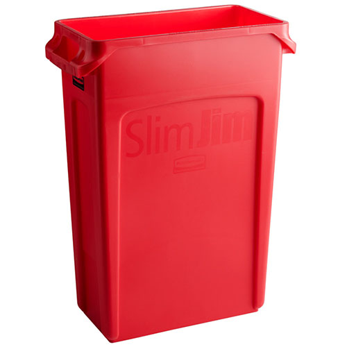 Container Slim Jim cu canale de ventilare 87 L, Rubbermaid rosu 