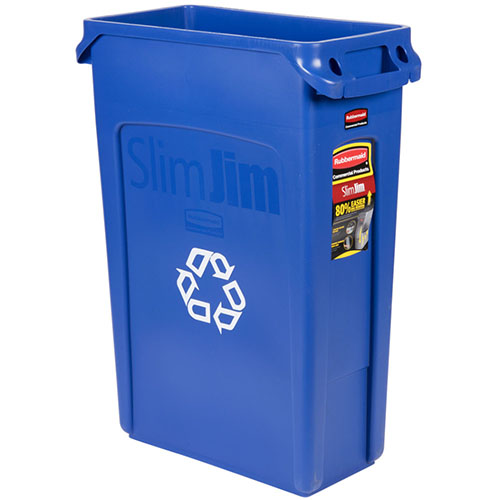 Container Slim Jim cu canale de ventilare 87 L reciclare deseuri, Rubbermaid albastru 