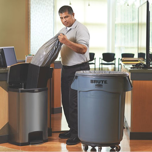 Container Slim Jim Step-On/Front Step 50 L (2x25 L), inox/negru, Rubbermaid