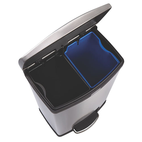 Container Slim Jim Step-On/Front Step 50 L, inox/negru, Rubbermaid