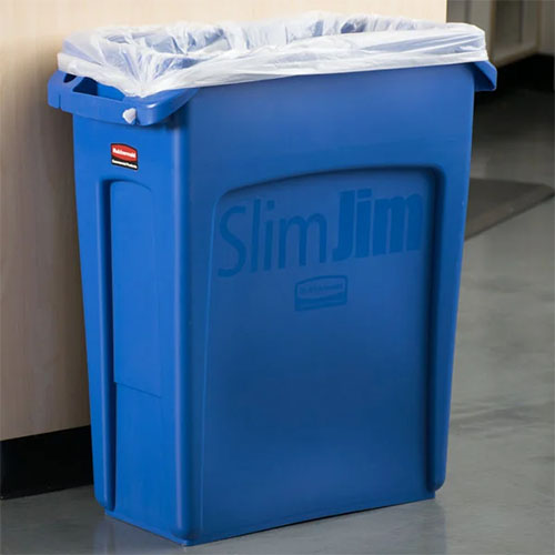 Container Slim Jim cu canale de ventilare 60 L, crem, Rubbermaid, albastru