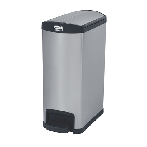 Container Slim Jim Step-On/End Step 50 L, inox/negru, Rubbermaid