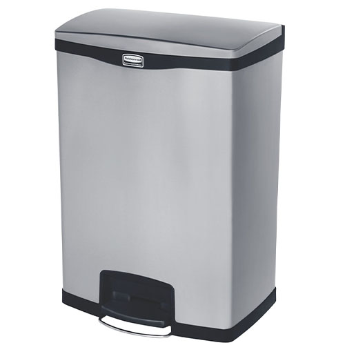 Container Slim Jim Step-On/Front Step 90 L, inox/negru, Rubbermaid