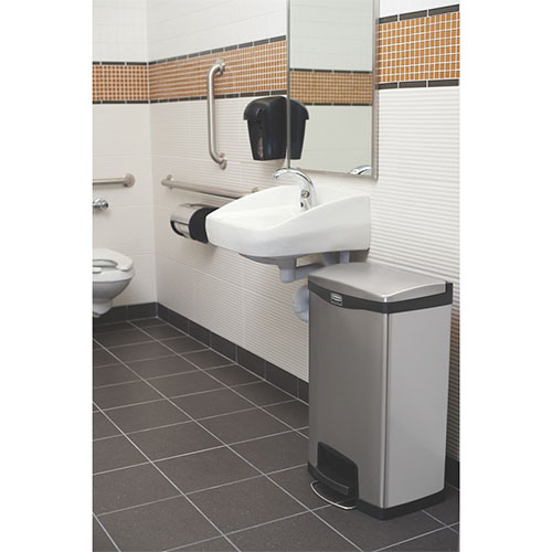 Container Slim Jim Step-On/Front Step 90 L, inox/negru, Rubbermaid