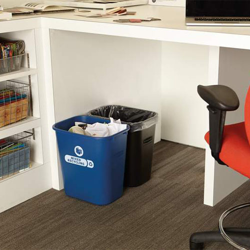 Cos gunoi reciclare deseuri rectangular 26.6 L, albastru, Rubbermaid