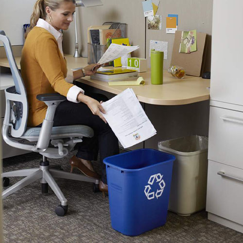 Cos gunoi reciclare deseuri rectangular 26.6 L, albastru, Rubbermaid
