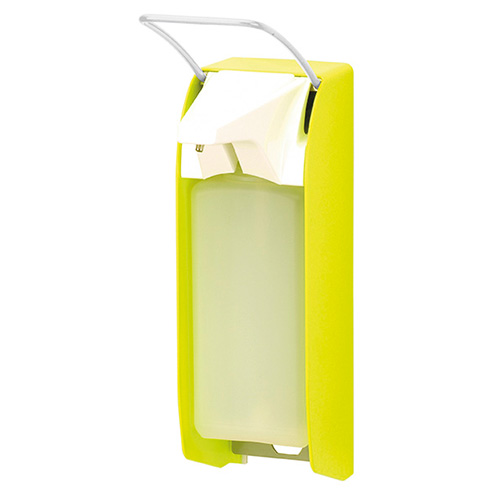 Dispenser sapun lichid / dezinfectant Ingo-Man P/24 Hi-Vis cu levier, 1000 ml, aluminiu - OpHardt, galben