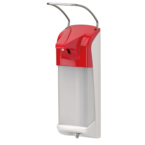 Dispenser sapun lichid / dezinfectant Ingo-Man cu levier, 1000 ml - OpHardt rosu 
