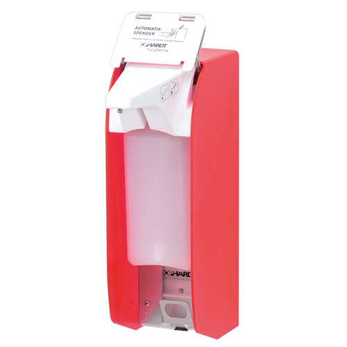 Dispenser sapun lichid / dezinfectant Touchless Hi-Vis cu senzor, 500 ml, aluminiu - OpHardt, rosu