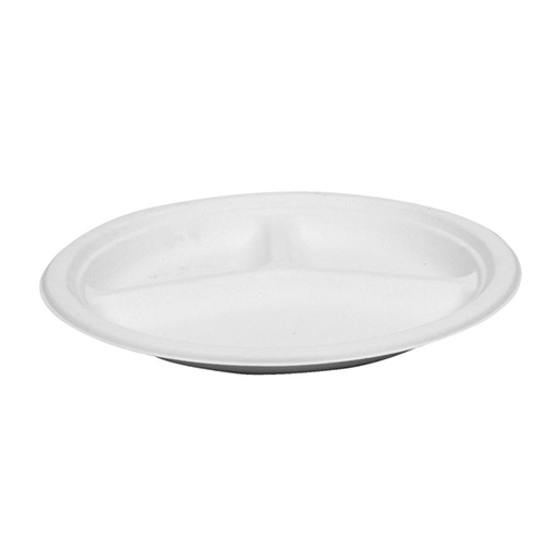 Farfurie biodegradabila din trestie de zahar, Ø26cm, 3 compartimente, Abena