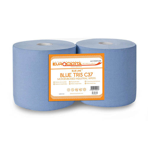 Lavete pe rola din hartie industriala Blue Tris C37, Eurocarta