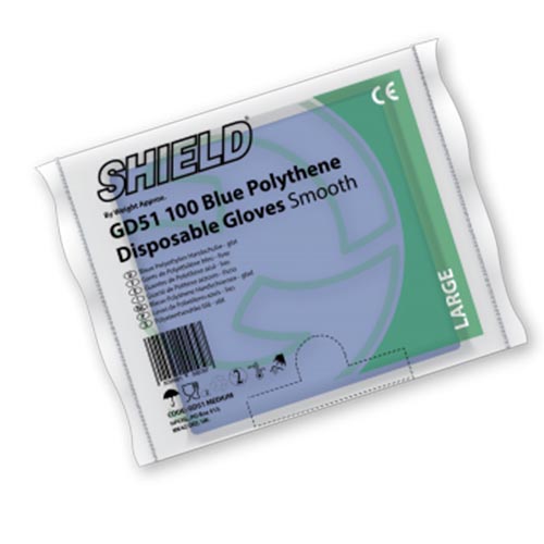Manusi din polietilena - Shield, albastre, Polyco