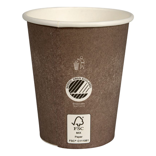 Pahare biodegradabile din carton pentru cafea Abena Gastro The Swan 9.1cm, Ø8cm, 24 cl 8 Oz, Abena