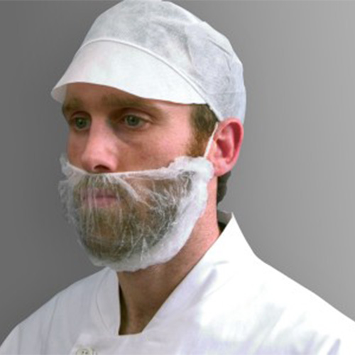 Protectie barba cu banda elastica, alba, Polyco