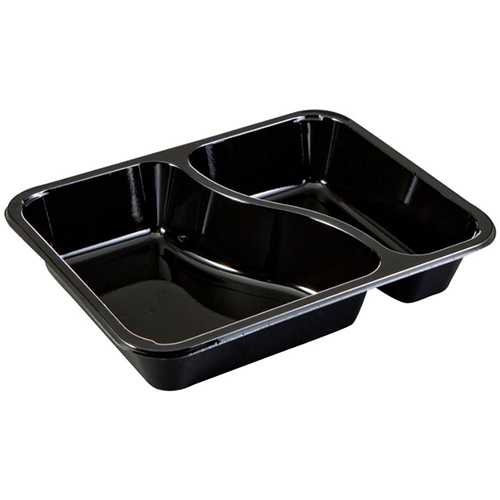 Caserola meniu termosudabila, 2 compartimente, 430-685 ml (1115 ml), negru, Abena