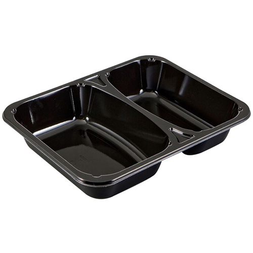 Caserola meniu termosudabila, 2 compartimente, 450-615 ml (1065 ml), negru, Abena