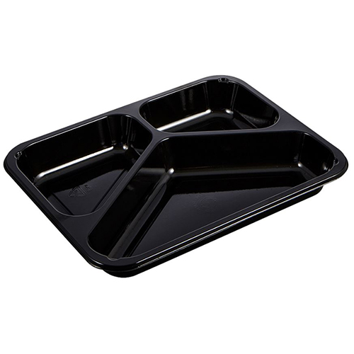Caserola meniu termosudabila, 3 compartimente, 150-210-400 ml (760 ml), negru, Abena