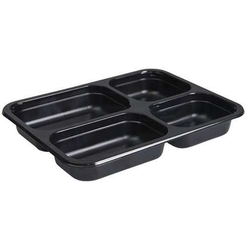 Caserola meniu termosudabila, 4 compartimente, 140-155-185-255 ml (735 ml), negru, Abena