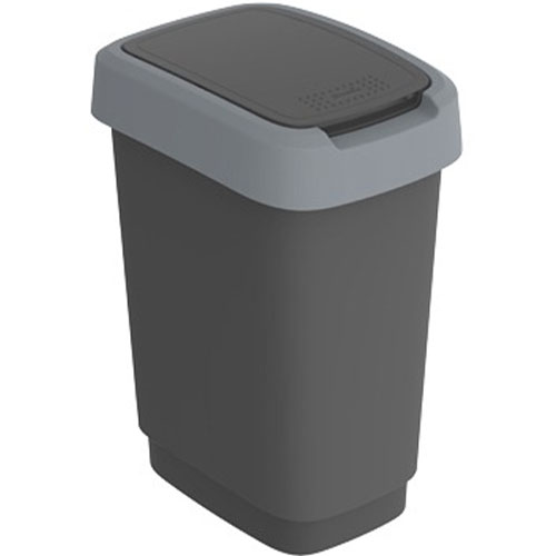 Cos gunoi cu capac batant Twist 10L, Rothopro, gri