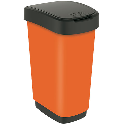 Cos gunoi mare cu capac batant Twist Premium 50L, Rothopro, galben portocaliu 