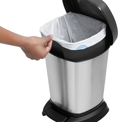 Cos gunoi patrat cu pedala Paso 6L, gri metalic, Rothopro