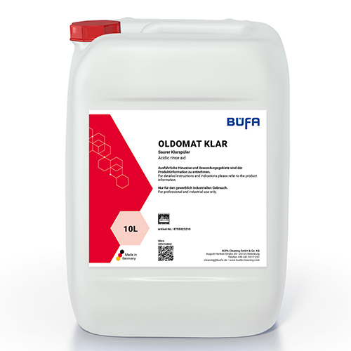 Oldomat Klar - Agent acid pentru clatire vesela si pahare, 10 L, Bufa