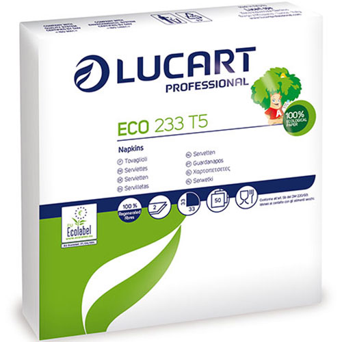 Servetele de masa 33x33 cm, Eco 233 T5, alb, Lucart
