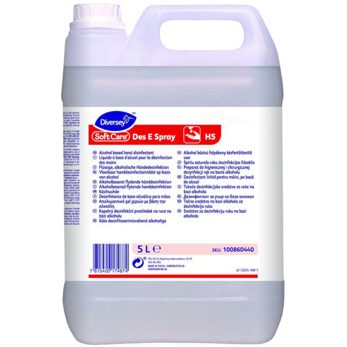 Soft Care Des E Spray H5 - Dezinfectant pentru maini, pe baza de alcool, 5L, Diversey