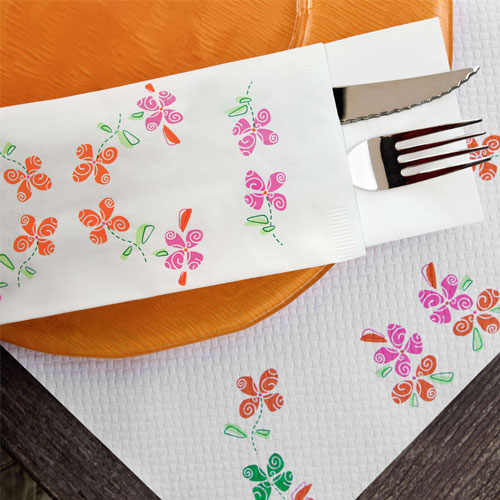 Suport tacamuri cu servetel, 38 x 38 cm, Happy Flowers, Fato