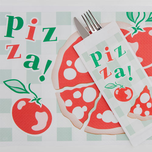 Suport tacamuri cu servetel, 38 x 38 cm, Pizza Basta, Fato