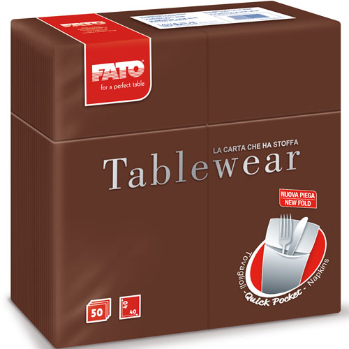 Suport tacamuri cu servetel din airlaid, 40x40 cm, Tablewear, Fato cacao 