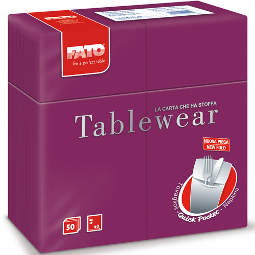 Suport tacamuri cu servetel din airlaid, 40x40 cm, Tablewear, Fato aubergine 