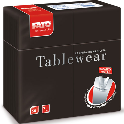 Suport tacamuri cu servetel din airlaid, 40x40 cm, Tablewear, Fato black 
