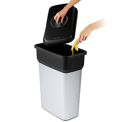 Cos colectare deseuri antiamprenta Geo 55L, gri metalic, Rothopro