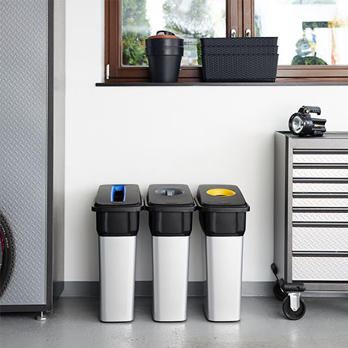 Cos colectare deseuri antiamprenta Geo 70L, gri metalic, Rothopro