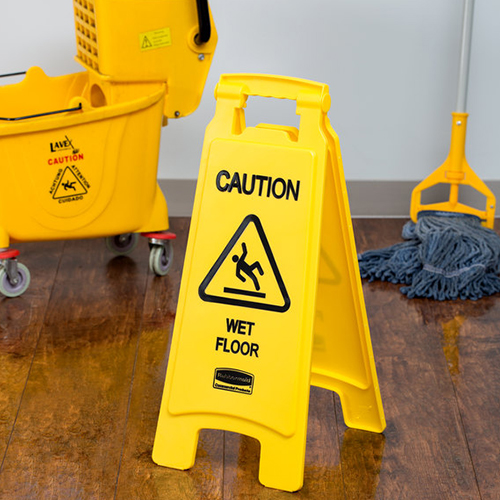 Semn avertizare podele umede 2 fete, Rubbermaid