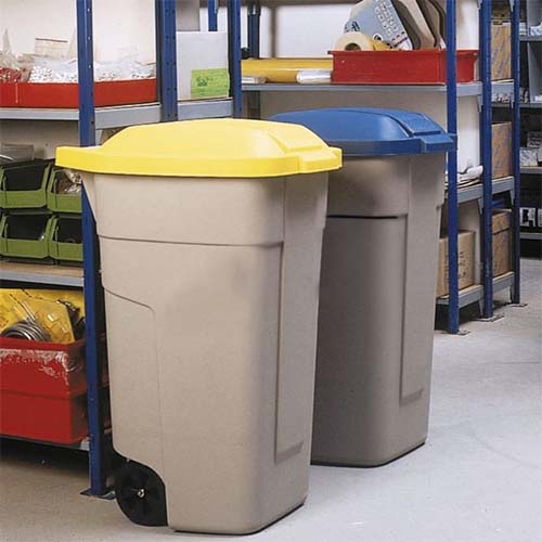 Statie colectare selectiva deseuri 3 x 100 L, bej, Rubbermaid