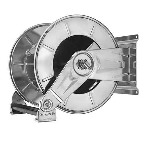 Tambur retractabil din inox pentru furtun 150 m, HR6410 BK, Ramex