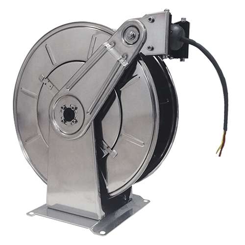 Tambur retractabil cu arc din inox pentru cablu electric 3 x 2.5 mm, 50 m, Ramex