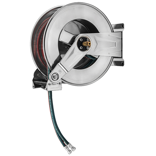 Tambur retractabil din inox pentru furtun gaz 20 m, 2 x 8 mm, Ramex